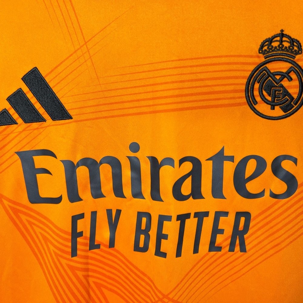 Adidas Real Madrid 2024-25 Third Jersey Vini Jr 7 Orange Men Large Slim Fit - Picture 4 of 5